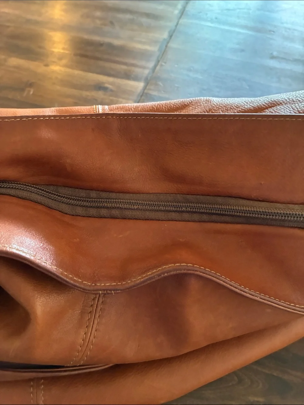 Meluso Cognac Brown Leather Hobo Shoulder Bag (large)